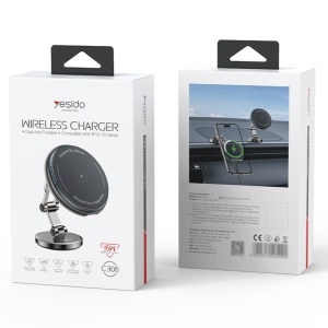 Suport auto cu incarcare wireless, MagSafe, 15W, Zinc Alloy, Bord, Yesido, Negru - Img 7