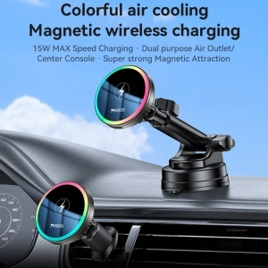 Suport auto, Incarcare wireless 15W, Prindere magnetica, Bord si ventilatie, Yesido, Negru - Img 5