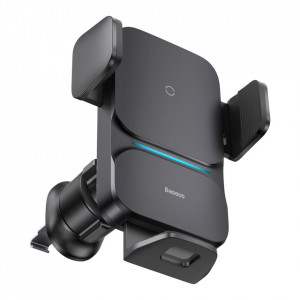 Suport auto incarcare wireless, grila ventilatie, 15W, Baseus Wisdom (CGZX000001) - Negru - Img 2
