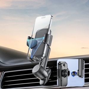 Suport auto telefon, Grila ventilatie, Brat telescopic, Rotire 360 grade, Yesido, Negru - Img 5