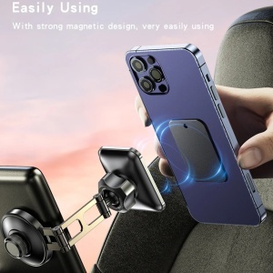 Suport auto telefon, Magnetic, Rotire 360 grade, Brat pliabil, Aliaj zinc, Yesido, Negru - Img 3