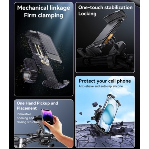 Suport telefon bicicleta, Rotire 360, One-touch stabilization, 4.7-7 inch, Yesido, Negru - Img 4