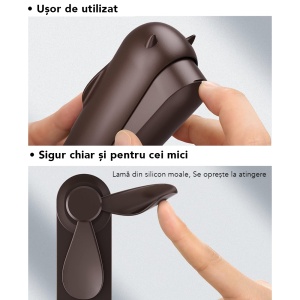 Ventilator Ultra Portabil 3 in 1, De Mână, De Birou, De Gât, 3 Trepte Viteza, Pliabil cu baterie Portabila 2000mAh, Autonomie 20h, SKDR AirMini - Maro - Img 6