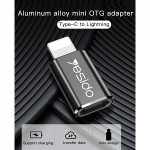 Adaptor Lightning la Type-C, Plug & Play, 480Mbps, Yesido (GS03) - Negru - Img 2