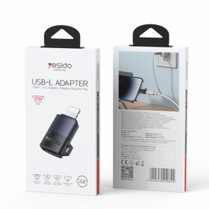 Adaptor OTG, Lightning la Type-C, 27W, 480Mbps, Aliaj aluminiu, Yesido, Gri - Img 7
