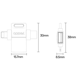 Adaptor OTG, USB la Lightning si Type-C, 5Gbps, Aliaj Aluminiu, Yesido, Argintiu - Img 6