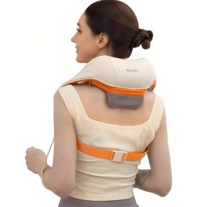 Aparat masaj cervical, Shiatsu, Incalzire Hot Compress, 2000mAh, Yesido, Bej - Img 2