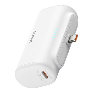 Baterie Externa, 5000mAh, Baseus 20W, Design Compact, Cablu Type-C Inclus, Port Type-C, Fast Charging, Roz