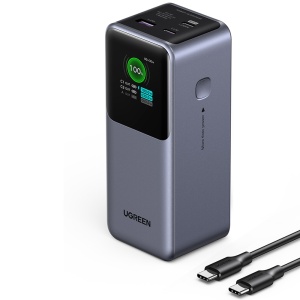 Baterie Externa cu Display Digital, 20000mAh,USB, 2x Type-C, 130W, QC, PD, 5V/3A, Ugreen PB721 - Gri - Img 2