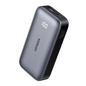 Baterie Externa fara Fir cu Display Digital, USB, Type-C, 10000mAh, 30W, 5V/3A, Ugreen PB502 - Gri - Img 3
