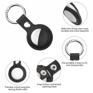 Breloc pentru Apple AirTag din piele, Skyddar Leather Tag - Negru - Img 6
