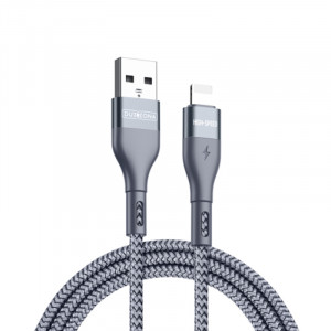 Cablu de Date Lightning Fast Charging 2.4A, 12W, 480Mbps, 2m - Duzzona (A7) - Grey - Img 1