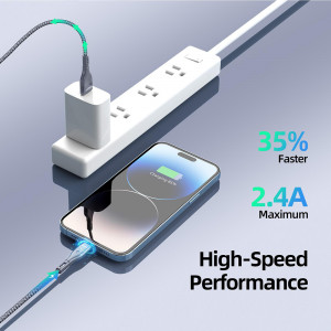 Cablu de Date Lightning Fast Charging 2.4A, 12W, 480Mbps, 2m - Duzzona (A7) - Grey - Img 5