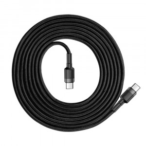 Cablu de Date Type-C la Type-C 480Mbps, PD2.0, 60W, 3A, 1m - Baseus Cafule (CATKLF-GG1) - Black - Img 3