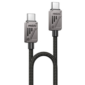 Cablu de date, Type-C la Type-C, PD 60W, 480Mbps, 1.2m, Zinc Alloy, Yesido, Negru