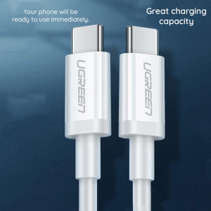 Cablu de Date USB-C la Type-C PD60W, 3A, 2m, Ugreen US264, Alb - Img 3