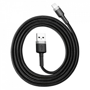Cablu de date USB la Lightning, 2.4A, 1m, Baseus - Gri Negru - Img 6