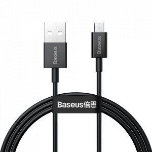 Cablu de date USB la Micros-USB, 2A, 1m, Baseus Superior Series (CAMYS-01) - Negru - Img 1
