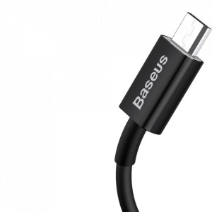 Cablu de date USB la Micros-USB, 2A, 1m, Baseus Superior Series (CAMYS-01) - Negru - Img 4
