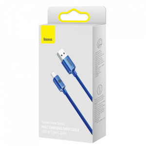 Cablu de date USB la Type-C, 100W, 1.2m, Baseus Crystal Shine (CAJY000403) - Albastru - Img 7
