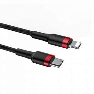 Cablue de date Type-C la Lightning, PD 18W, 1m, Cafule Baseus - Rosu Negru - Img 6