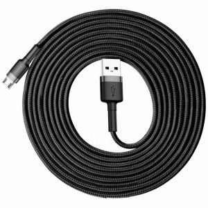 Cablue de date USB la Micro-USB, 2A, 3m, Cafule Baseus - Gri Negru - Img 4