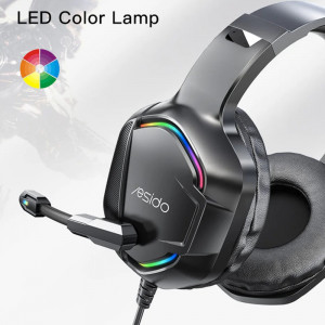 Casti Cu Fir si Lumini RGB, Mufa Jack - Yesido (EK01) - Black - Img 2