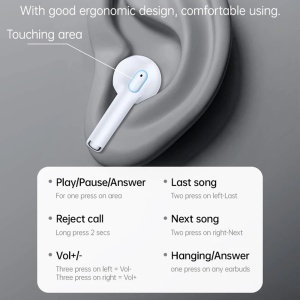 Casti wireless, Bluetooth 5.3, Half-in-ear, Gaming, 250mAh, Yesido, Alb - Img 6