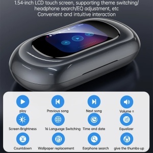 Casti wireless, Open-ear, Bluetooth 5.4, LCD, 14.2mm, Yesido, Negru - Img 4