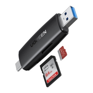 Cititor de Carduri USB/Type-C la SD/TF Card, Plug&Play, 5Gbps, 2TB, Ugreen CM304, Negru
