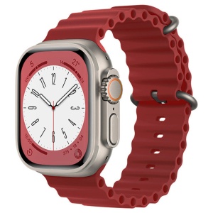 Curea pentru Apple Watch 42/44/45/46/49mm din Silicon, set cu sticker, Model W38, Bordo