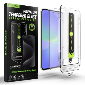 Folie pentru Samsung Galaxy A37 5G / A36 5G, sticla securizata, Sistem montare, Protectie 9H, set cu sticker, TitanGlass CrystalHD, Transparenta