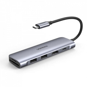 Hub 2xUSB, tip C PD100W, HDMI, SD, TF, Ugreen CM195 - Space Gray - Img 1