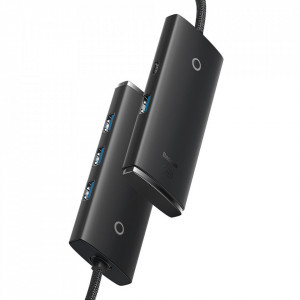 Hub adaptor Type-C la 4x USB 3.0, 1x Type-C, 1metru, Baseus - Negru - Img 2