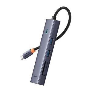 Hub Type-C la HDMI, 2x USB, Type-C, RJ45, SD, TF, Baseus UltraJoy, Space Grey