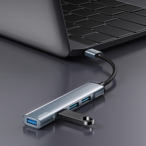 Hub USB, 4 in 1, USB 3.0 la 1x USB 3.0 si 3x USB 2.0, Aluminiu, Yesido, Gri - Img 2