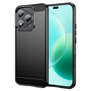 Husa Honor 400 Lite din Silicon Premium, Slim, cu textura Fibra Carbon, set cu sticker, Carbon Silicone, Negru