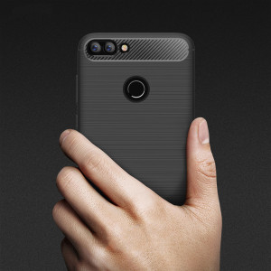 Husa Huawei P Smart din silicon, Slim, cu textura Fibra Carbon - Negru - Img 6