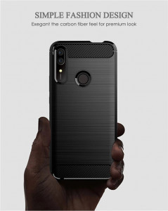 Husa Huawei P Smart Z din silicon, Slim, cu textura Fibra Carbon - Negru - Img 7