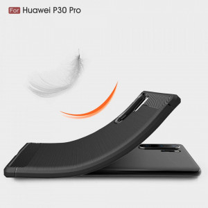 Husa Huawei P30 Pro din silicon, Slim, cu textura Fibra Carbon - Negru - Img 5