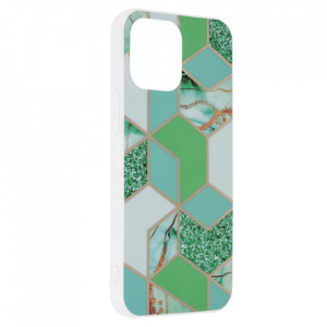 Husa iPhone 13 Pro Max Marble Series, Techsuit - Green Hex - Img 2
