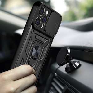 Husa iPhone 14 Pro Max cu inel magnetic, Techsuit CamShield - Negru - Img 2
