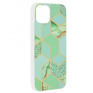 Husa iPhone 15 Plus Marble Series, Techsuit - Green Hex - Img 6