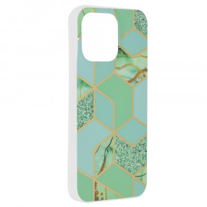 Husa iPhone 15 Pro Max Marble Series, Techsuit - Green Hex - Img 6