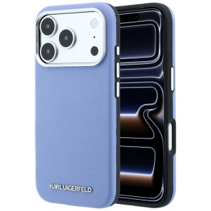 Husa iPhone 18 Pro Max / iPhone 17 Pro Max - Karl Lagerfeld HC MagSafe Grained Leather Elongated Logo (KLHMP18XPSWGKLB) - Blue