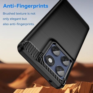 Husa Motorola Edge 60 Fusion din Silicon Premium, Slim, cu textura Fibra Carbon, set cu sticker, Carbon Silicone, Negru - Img 4