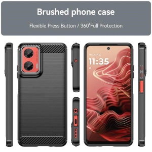 Husa Motorola Moto G06 din Silicon Slim, cu textura Carbon, set cu sticker, Carbon Silicone, Negru - Img 2