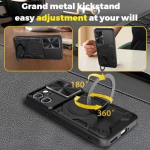 Husa Oppo Reno14 F cu Inel Magnetic, Protectie Camera, set cu sticker, CamGuard Pro, Albastru - Img 7