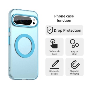 Husa pentru Google Pixel 10 / Pixel 10 Pro, MagSafe, Antisoc, set cu sticker, CandyCase, Albastru - Img 5
