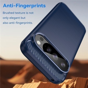 Husa pentru Google Pixel 10 / Pixel 10 Pro, SKYDDAR INNOVATION, Carbon Silicone, din Silicon Premium, Slim, cu textura Fibra Carbon, Albastru, set cu sticker  - Img 3